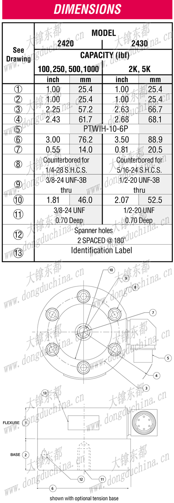 2400 Standard Stainless Steel Load Cell (100 lbf-5K lbf)