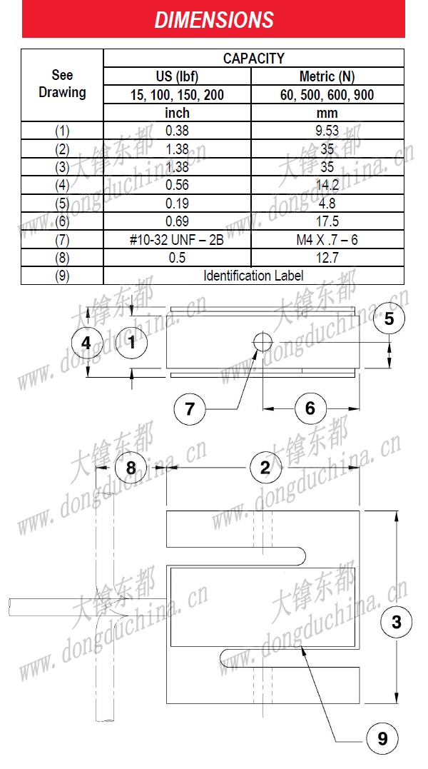 SMA Series Miniature S-Type Load Cell (U.S. & Metric)