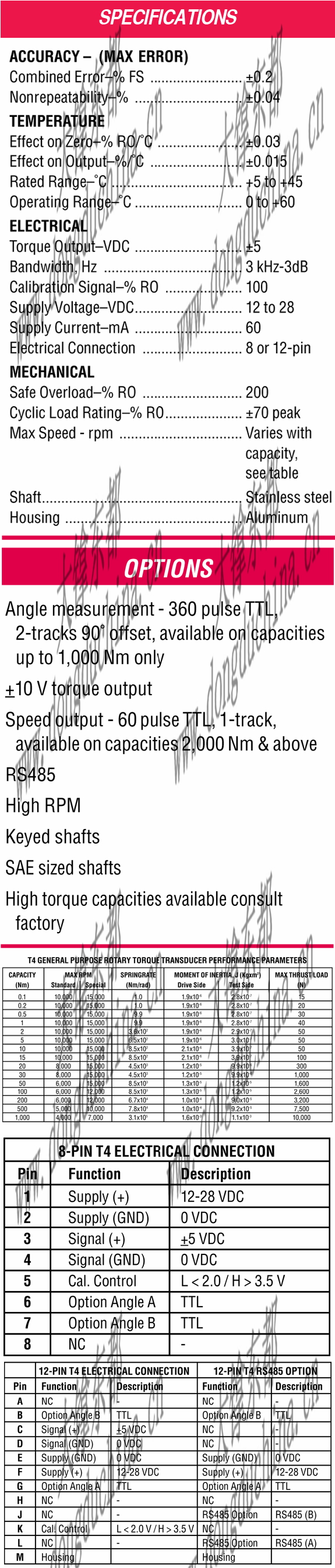 T4 General Purpose Rotary Torque Transducer